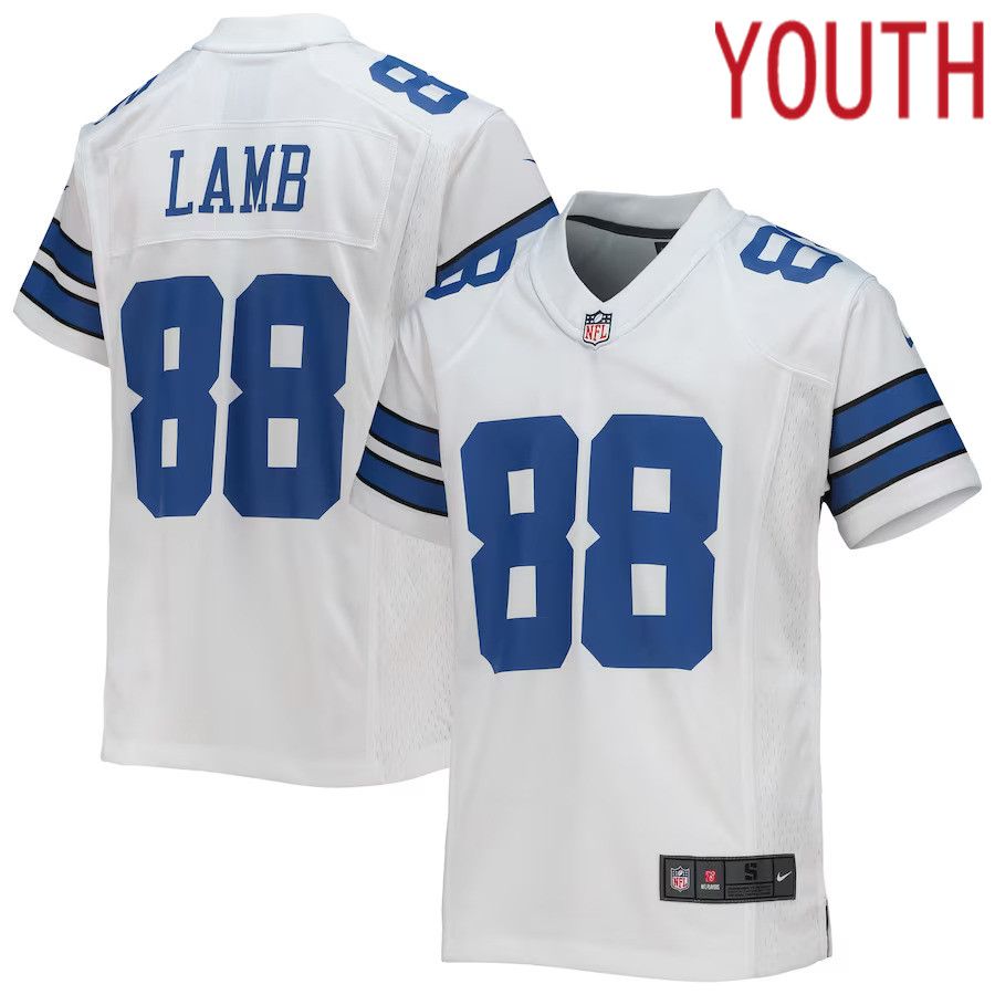 Youth Dallas Cowboys 88 CeeDee Lamb Nike White Game NFL Jersey